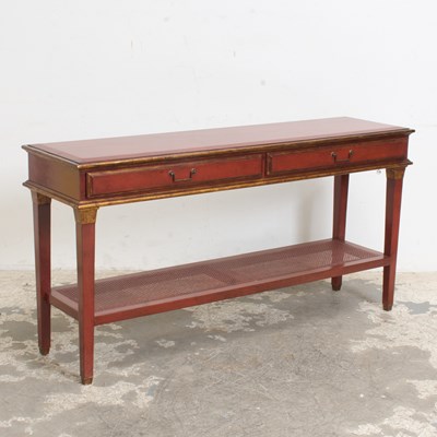 Lot 293 - Red Painted Two-Drawer Console
