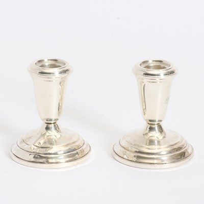 Lot 301 - Pair of Weighted Sterling Candleholders