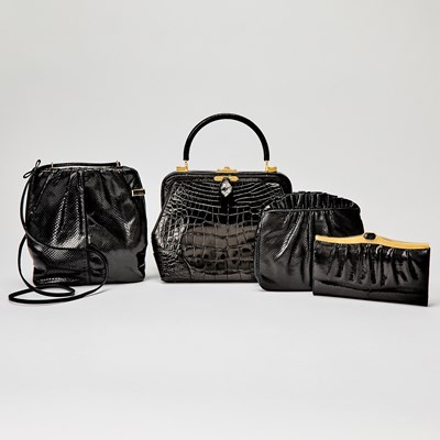 Lot 51 - Group of Four Judith Leiber Black Exotic Skin Evening Bags