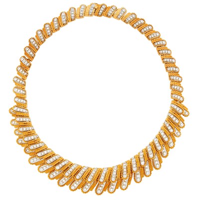 Lot 1149 - Two-Color Gold and Diamond Necklace