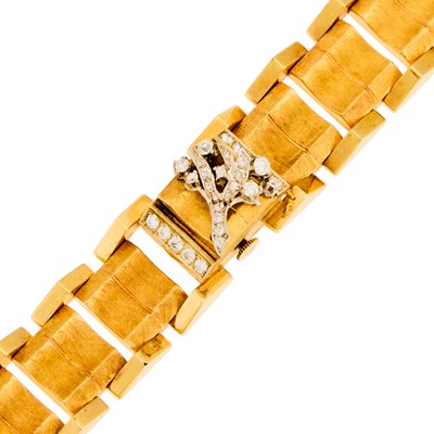 Lot 2248 - Hamilton Two-Color Gold and Diamond Bracelet-Watch