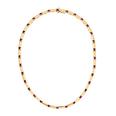 Lot 2046 - Two-Color Gold and Ruby Necklace
