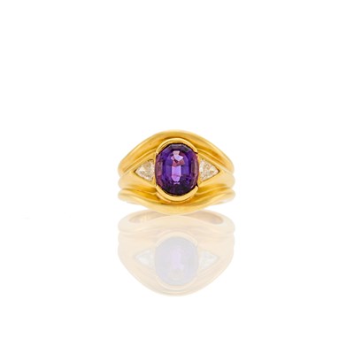 Lot 2269 - Gold, Amethyst and Diamond Ring