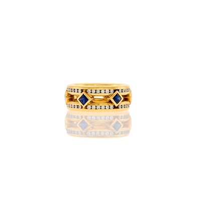 Lot 2218 - Gold, Sapphire and Diamond Band Ring