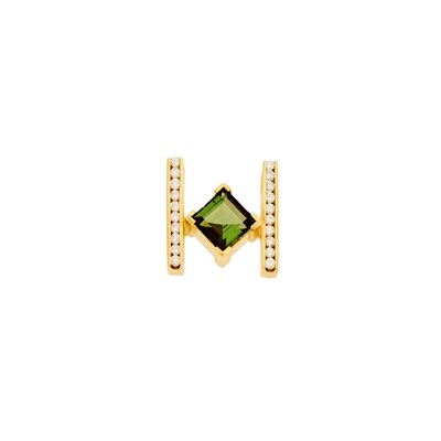 Lot 2044 - Gold, Tourmaline and Diamond Pendant