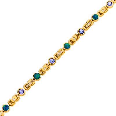 Lot 2045 - Gold, Tanzanite, Opal and Diamond Bracelet