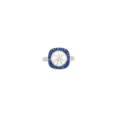 Lot 140 - Sophia D. Platinum, Diamond and Sapphire Ring