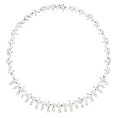 Lot 1188 - Platinum and Diamond Fringe Necklace