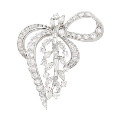 Lot 1096 - Van Clief Platinum and Diamond Pendant-Brooch