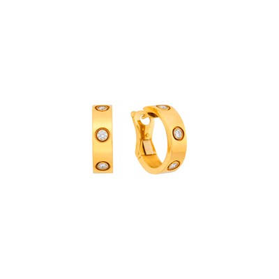Lot 1183 - Cartier Pair of Gold and Diamond 'Love' Hoop Earrings