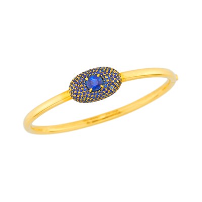 Lot 1118 - Weldorf Gold and Sapphire Bangle Bracelet