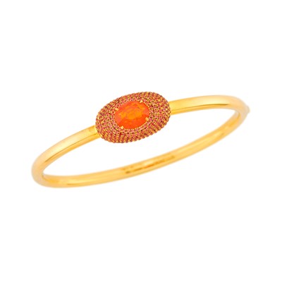 Lot 1120 - Weldorf Gold, Fire Opal and Orange Garnet Bangle Bracelet