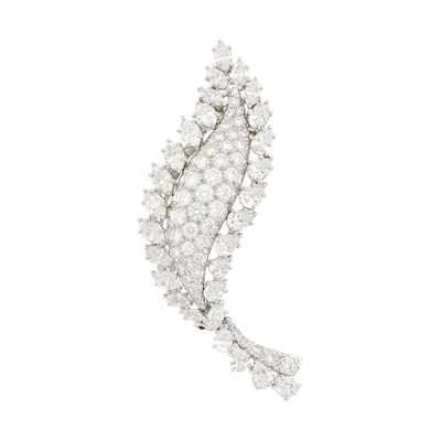 Lot 270 - Harry Winston Platinum and Diamond Leaf Clip-Brooch