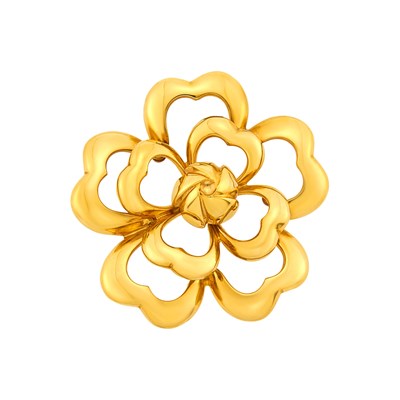 Lot 73 - Chanel Gold 'Camélia' Clip-Brooch, France