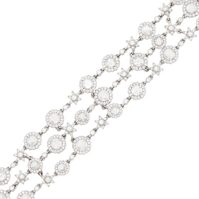Lot 166 - Tiffany & Co. Triple Strand Platinum and Diamond Bracelet