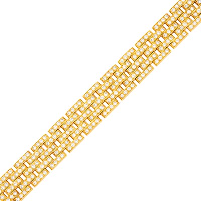 Lot 241 - Cartier Gold and Diamond 'Maillon Panthère' Bracelet, France