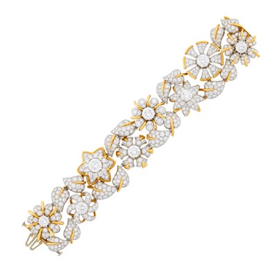 Lot 279 - Tiffany & Co., Schlumberger Platinum, Gold and Diamond 'Fleurage' Bracelet