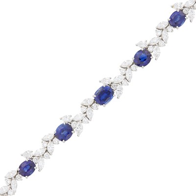 Lot 276 - Tiffany & Co. Platinum, Sapphire and Diamond Bracelet