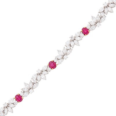 Lot 284 - Tiffany & Co. Platinum, Gold, Ruby and Diamond Bracelet