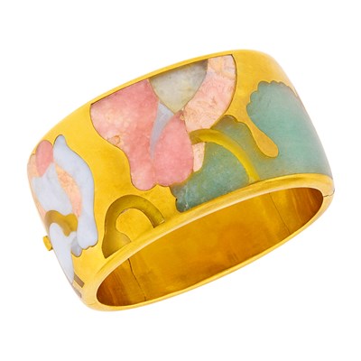 Lot 78 - Tiffany & Co. Gold and Hardstone Cuff Bangle Bracelet