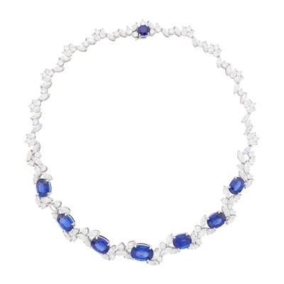 Lot 275 - Tiffany & Co. Platinum, Sapphire and Diamond Necklace