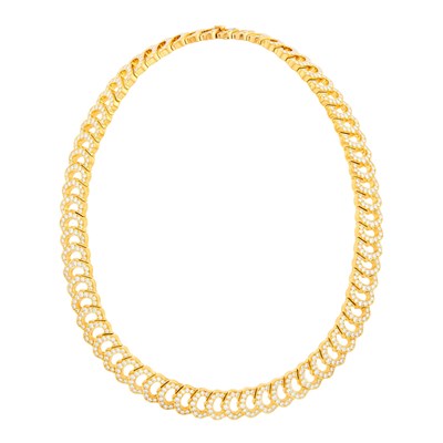 Lot 237 - Cartier Gold and Diamond 'C Logo' Necklace, France