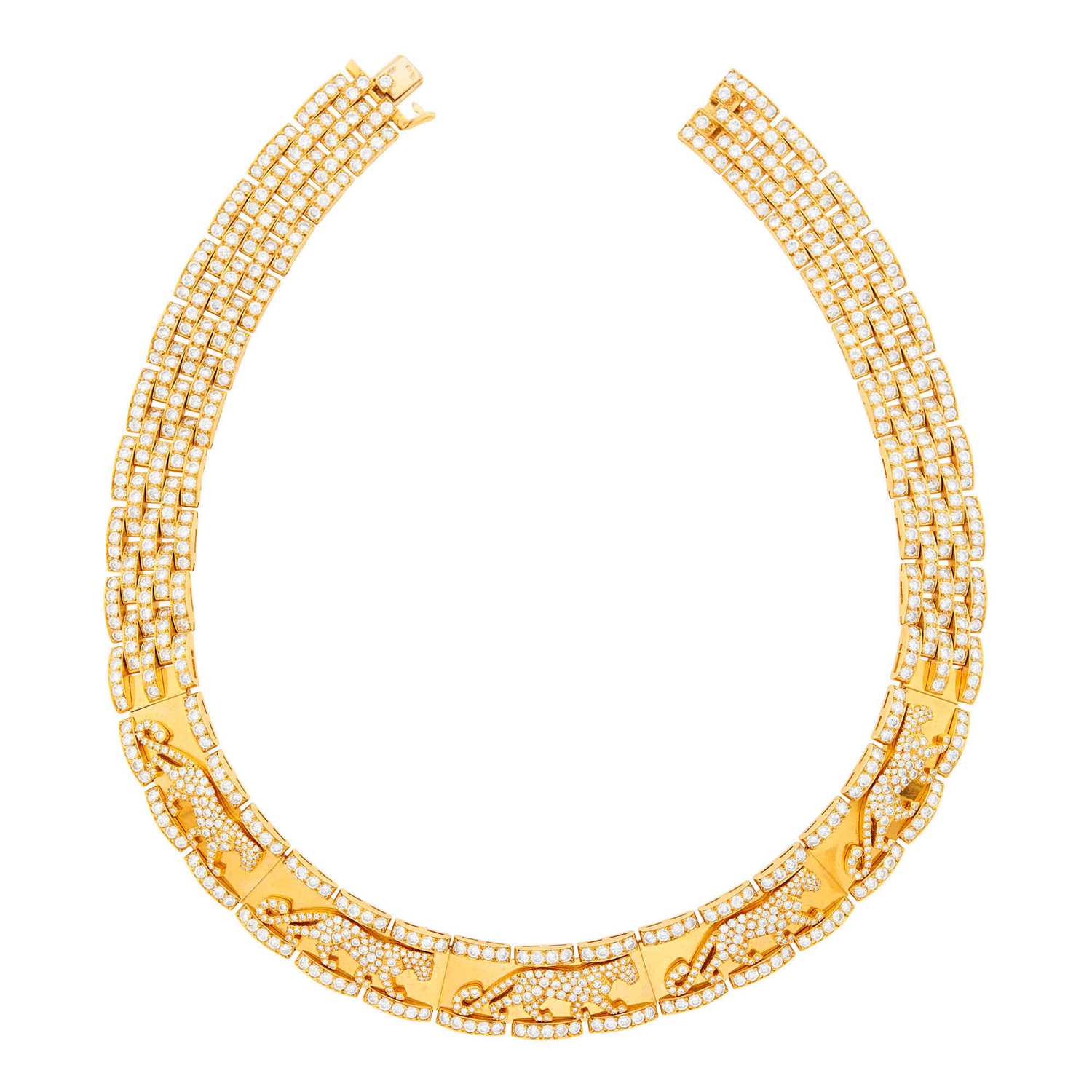 Lot 243 - Cartier Gold and Diamond 'Mahango Panthère' Necklace, France