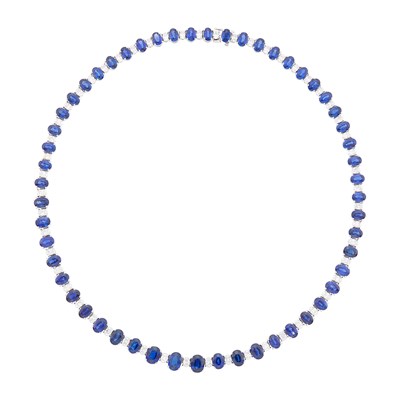 Lot 260 - White Gold, Sapphire and Diamond Necklace