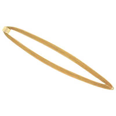 Lot 60 - Long Multistrand Gold Chain Necklace with Gold and Diamond Clasp