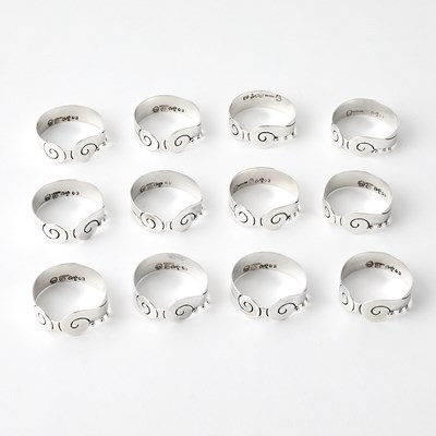 Lot 119 - Set of Twelve Mexican Sterling Silver Napkin Rings