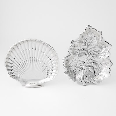 Lot 116 - American Sterling Silver Leaf Form Dish and a Shell Form Dish