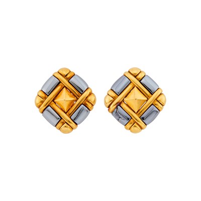 Lot 41 - Bulgari Pair of Gold and Hematite Earclips