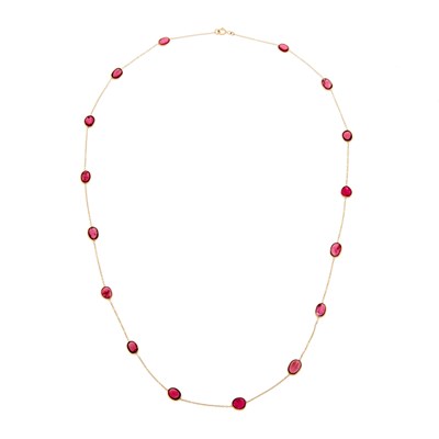 Lot 2038 - Gold and Spinel Necklace
