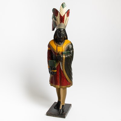 Lot 196 - Carved and Polychrome Painted Native American Chief Tobacconist Figure