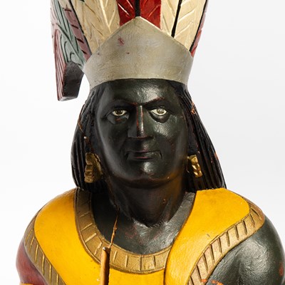Lot 196 - Carved and Polychrome Painted Native American Chief Tobacconist Figure