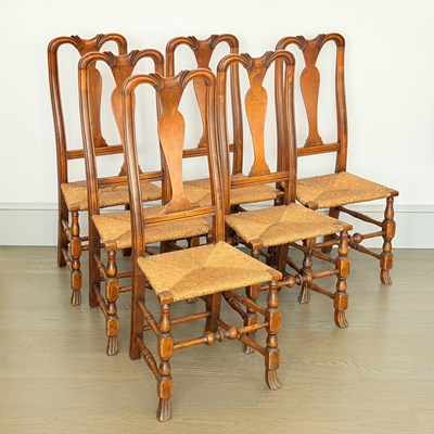 Lot 89 - Set of Six Queen Anne Maple Rush-seat Side Chairs