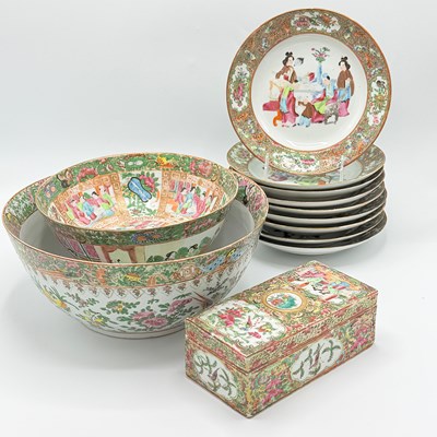 Lot 130 - Group of Chinese Export Porcelain Rose Medallion Table Articles