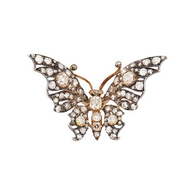 Lot 118 - Antique Silver, Gold and Diamond Butterfly Brooch