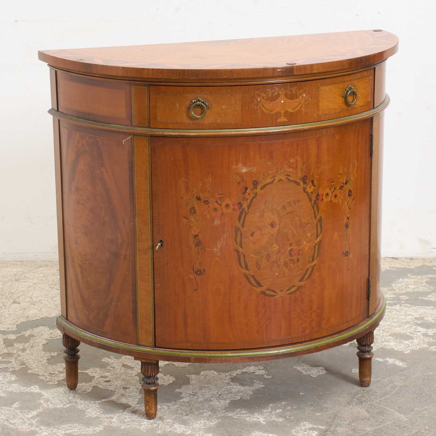 Lot 25 - Mahogany Inlaid Demilune Cabinet