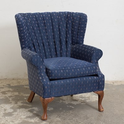 Lot 71 - Blue Scalloped Back Armchair