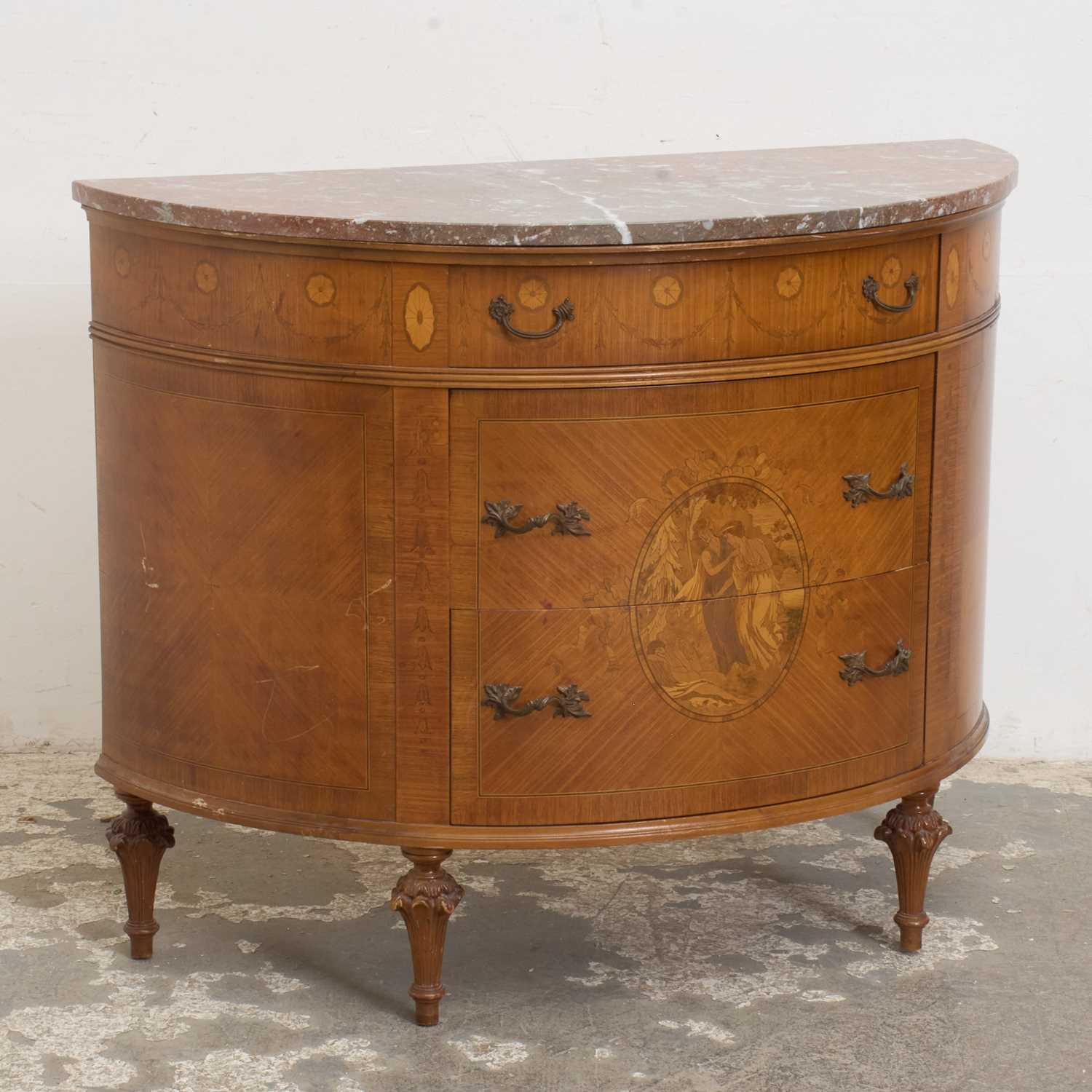 Lot 18 - Marble Top Demilune Cabinet