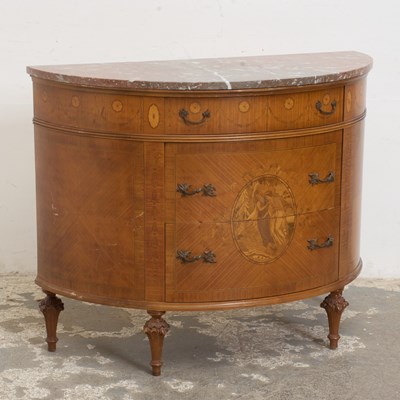Lot 18 - Marble Top Demilune Cabinet