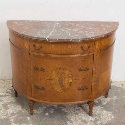 Lot 18 - Marble Top Demilune Cabinet