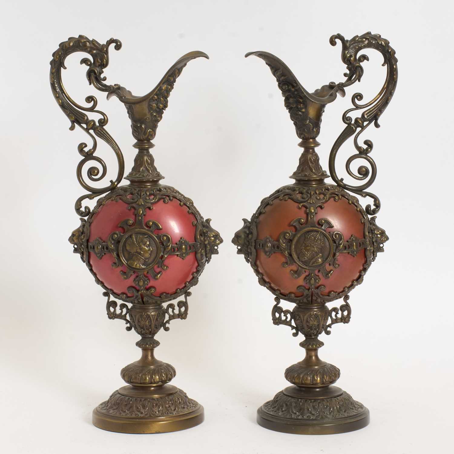 Lot 39 - Pair of Baroque Style Metal Ewers