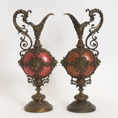 Lot 39 - Pair of Baroque Style Metal Ewers
