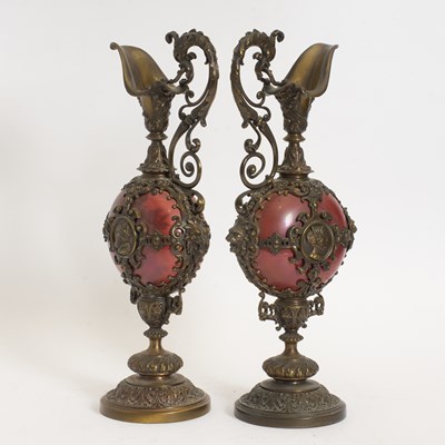 Lot 39 - Pair of Baroque Style Metal Ewers