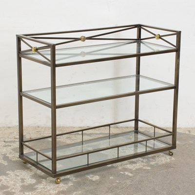 Lot 79 - Metal and Glass Three-Tier Console