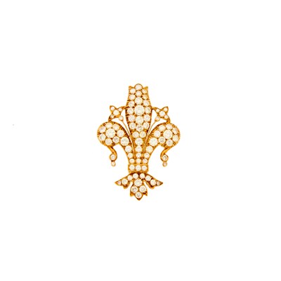 Lot 2030 - Gold and Diamond Fleur-de-Lys Brooch