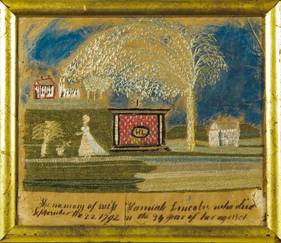Lot 166 - Silk-Embroidered and Painted Mourning Picture