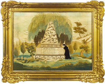 Lot 203 - Silk-Embroidered and Painted Mourning Picture